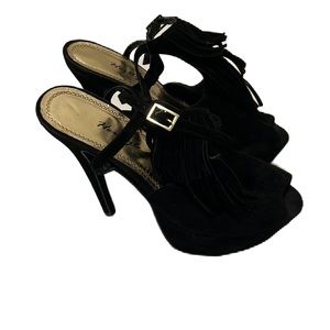 Women’s HERSTYLE, Ankle Strap, Open Toe Heels, Black, Size 10